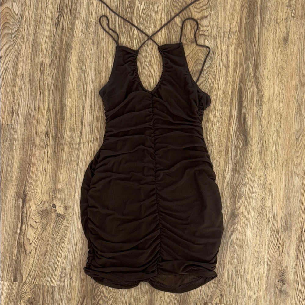 Motel Rocks Brown Ruched Dress